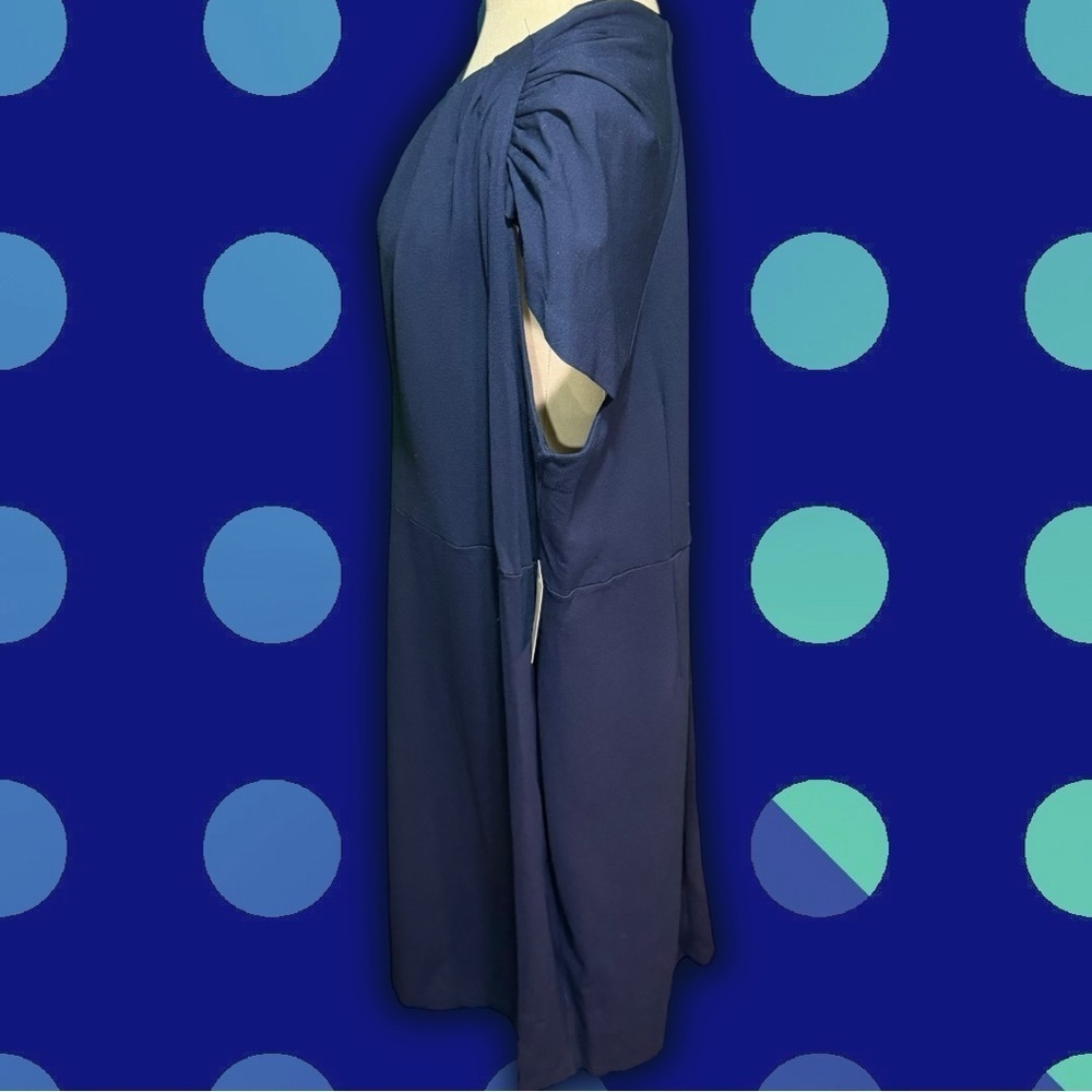 NWT Eloquii Plus Size Twisted Shoulder Sheath Dress in Navy Blue Plus Size 24 - Picture 8 of 16